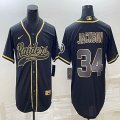 Nike Oakland Raiders #34 Bo Jackson black nfl and baseball jerseys Joint name-BD