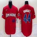 2023 World Cup Dominican Republic's #44 Alex Rodriguez red majestic baseball jerseys 01