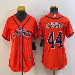 Women Nike Houston Astros #44 Yordan Alvarez orange majestic baseball jerseys