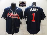 Nike Atlanta Braves #1 Ozzie Albies blue majestic baseball Jersey