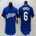 New Nike Los Angeles Dodgers #6 Turner blue Flexbase Authentic Collection Jersey