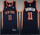 Jordan logo New York Knicks #11 Jalen Brunson dark blue NBA basketball jerseys Declaration edition