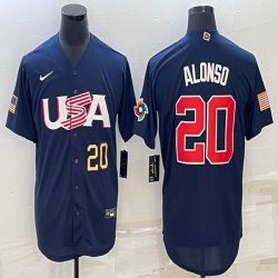 2023 World Cup #20 Pete Alonso blue USA majestic baseball jerseys 02