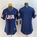 Youth 2023 World Cup blank blue USA majestic baseball jerseys 06