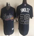 Atlanta Braves 29# John Smoltz dark blue Majestic baseball Jersey