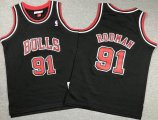 Youth Chicago Bulls #91 Dennis Rodman black streak Throwback nba basketball jerseys -XD