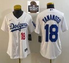 Women Nike Los Angeles Dodgers #18 Yoshinobu Yamamoto white majestic baseball jerseys