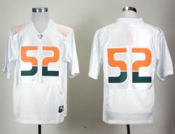 NCAA miami hurricanes ray lewis 52 white pro combat college football jersey