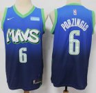 Dallas Mavericks #6 Kristaps Porzingis blue nike nba jerseys city version-S8