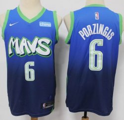 Dallas Mavericks #6 Kristaps Porzingis blue nike nba jerseys city version-S8