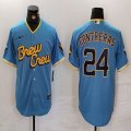 Nike Milwaukee Brewers #24 William Contreras skyblue majestic baseball Jersey city version