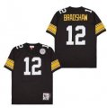 Pittsburgh Steelers 12# Terry Bradshaw black Throwback NFL Jersey-SG