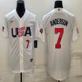 2023 World Cup #7 Tim Anderson white USA majestic baseball jerseys 07