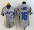 Youth Los Angeles Dodgers #16 Will Smith gray majestic baseball Jersey 03