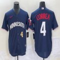 Nike Minnesota Twins #4 Carlos Correa dark blue majestic baseball jersey 01