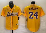 Nike Los Angeless Lakers #24 Kobe Bryant yellow baseball jerseys Joint name-BD 04