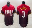 Nike Philadelphia Phillies #3 Bryce Harper red majestic baseball jersey city version 04