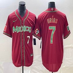 2023 World Cup Mexico #7 Julio Urias red majestic baseball jerseys 119