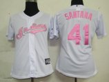 Cleveland Indians 41 Santana White MLB Women Jerseys