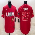 2023 World Cup #27 Mike Trout red USA majestic baseball jerseys 04