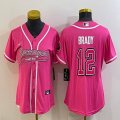 Women Nike Tampa Bay Buccaneers #12 Tom Brady pink baseball jerseys Joint name-BD