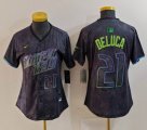 Women Nike Tampa Bay Rays #21 Jonny DeLuca black majestic baseball jersey city version 03