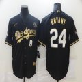 Custom Los Angeles Dodgers #24 and #8 Kobe Bryant black nike NBA jerseys KB patch-BD