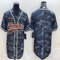 Nike Cleveland Browns gray camo baseball jerseys Joint name-BD