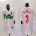 Nike Philadelphia Phillies #3 Bryce Harper white baseball jerseys Joint name-BD