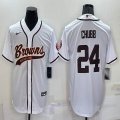 Nike Cleveland Browns #24 Nick Chubb white baseball jerseys Joint name-BD