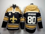 New Orleans Saints 80 Jimmy Graham black yellow nfl Hooded Sweatshirt