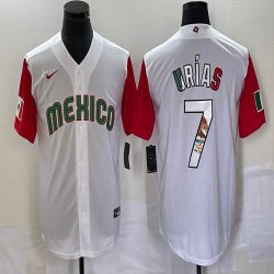 2023 World Cup Mexico #7 Julio Urias white red majestic baseball jerseys 27