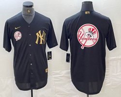 Nike New York Yankees blank black gold majestic baseball Jersey 05