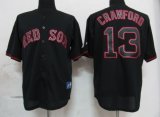 MLB Boston Red Sox 13 Crawford Black Fashion Jerseys