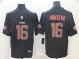 Nike San Francisco 49ers #16 Joe Montana black hyphenation style Color Rush Limited Jersey