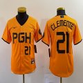 Youth Nike Pittsburgh Pirates #21 Roberto Clemente gold majestic baseball jerseys city version-BD 08