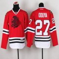 Youth Chicago Blackhawks 27# Johnny Oduya red ice hockey jersey(1)