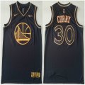 Nike Golden State Warriors #30 Stephen Curry Black gold basketball jersey Honor Edition -ty