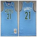 Minnesota Timberwolves #21 Kevin Garnett skyblue Throwback basketball jersey-XD