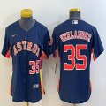 women Nike Houston Astros #35 Justin Verlande dark blue baseball jerseys -BD 01