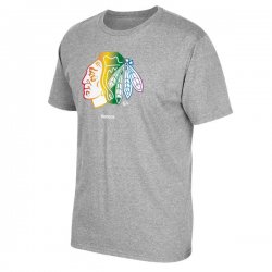 Men\'s Chicago Blackhawks Reebok Gray Rainbow Pride T-Shirt