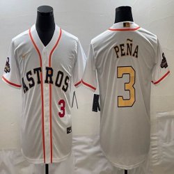 Nike Houston #3 Jeremy Pena white gold majestic baseball jerseys-BD 03