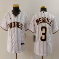 Youth Nike San Diego Padres #3 Jackson Merrill white MLB Baseball jerseys