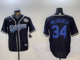 2024 MLB World Series Dodgers 34 Fernando Valenzuela black nike majestic baseball jerseys 01