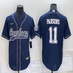 Nike Dallas Cowboys #11 Micah Parsons blue baseball jerseys Joint name-BD