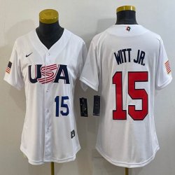 Women 2023 World Cup #15 Bobby Witt Jr. white USA majestic baseball jerseys 03