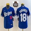 Youth Nike Los Angeles Dodgers #18 Yoshinobu Yamamoto blue majestic baseball jerseys 01