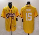 Nike Minnesota Vikings #15 Dallas Turner yellow baseball jersey Joint Name 02