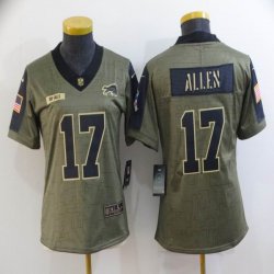 Women Nike Buffalo Bills #17 Josh Allen green 2021 Salute to Service Limited Jersey