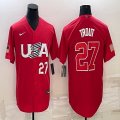 2023 World Cup #27 Mike Trout red USA majestic baseball jerseys 06